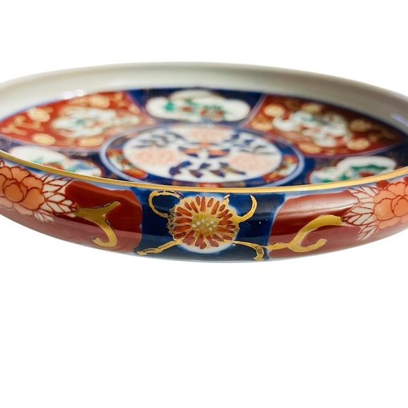 Japanese Arita Ware Gold Imari Shallow Bowl Console Dish Cobalt Blue Vintage - Picture 6 of 13